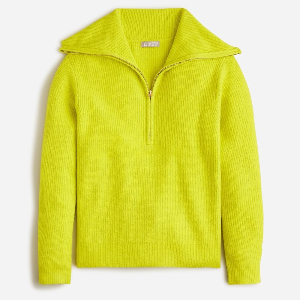 J. Crew half-zip stretch sweater - Bright Kiwi, size XXS